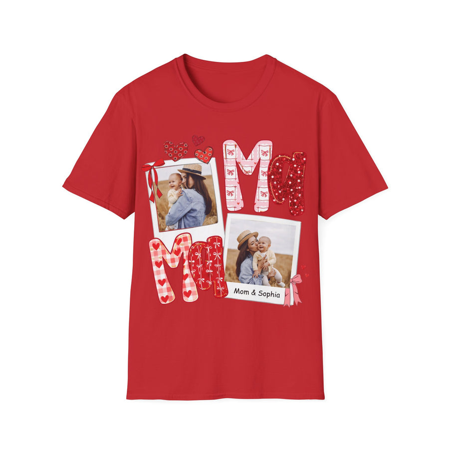 Mama Photo T-Shirt — Personalized Mom Hearts Tee for Mother's Day