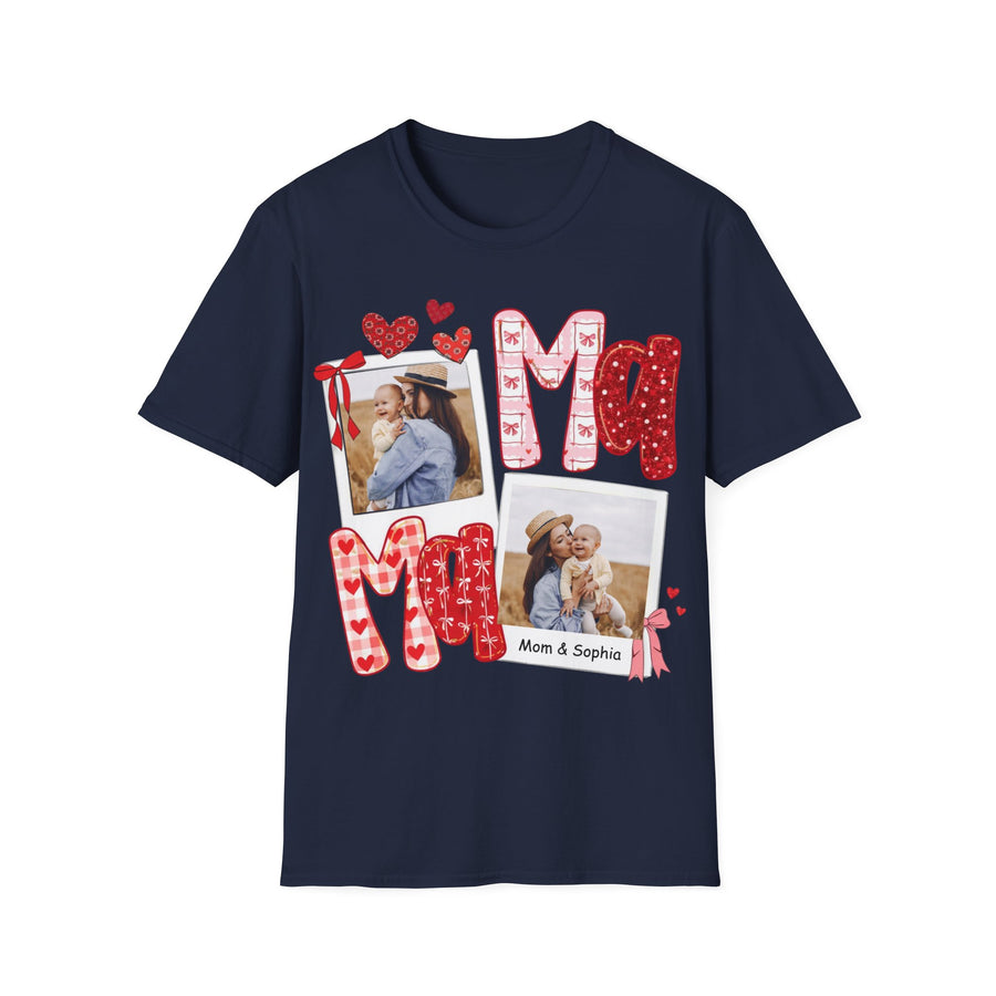 Mama Photo T-Shirt — Personalized Mom Hearts Tee for Mother's Day
