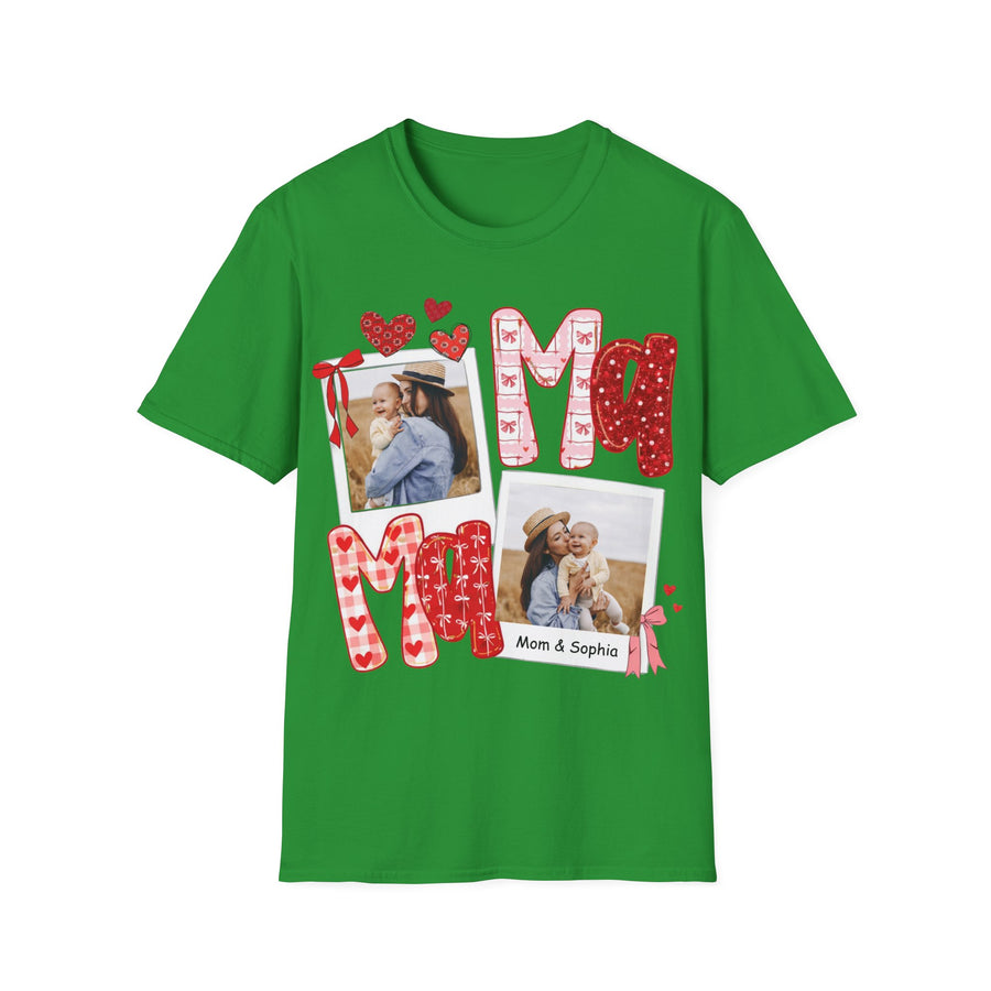 Mama Photo T-Shirt — Personalized Mom Hearts Tee for Mother's Day
