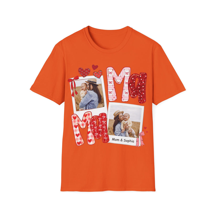 Mama Photo T-Shirt — Personalized Mom Hearts Tee for Mother's Day