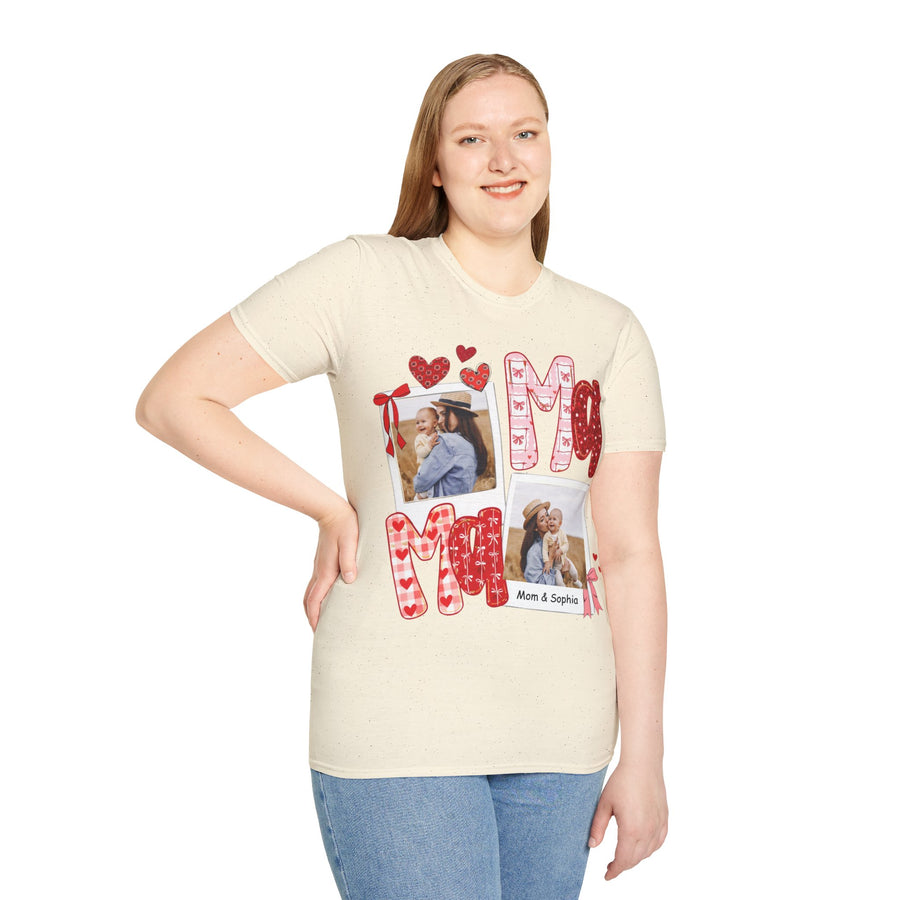Mama Photo T-Shirt — Personalized Mom Hearts Tee for Mother's Day