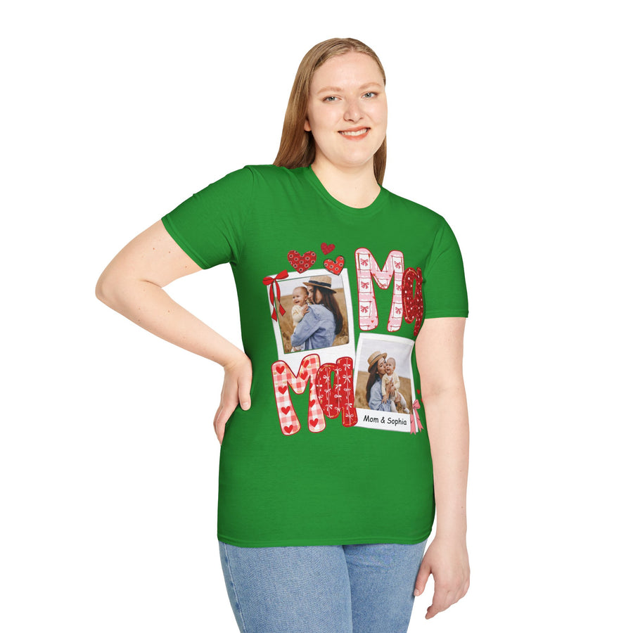 Mama Photo T-Shirt — Personalized Mom Hearts Tee for Mother's Day