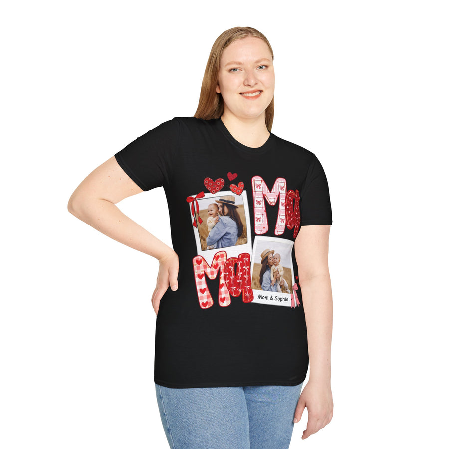 Mama Photo T-Shirt — Personalized Mom Hearts Tee for Mother's Day