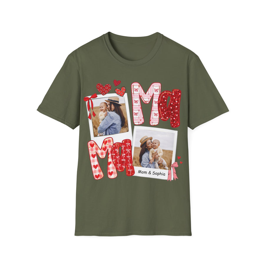 Mama Photo T-Shirt — Personalized Mom Hearts Tee for Mother's Day