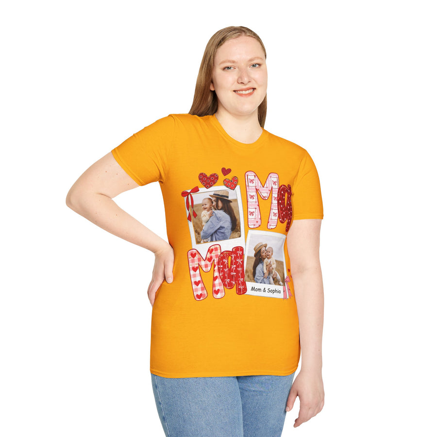 Mama Photo T-Shirt — Personalized Mom Hearts Tee for Mother's Day