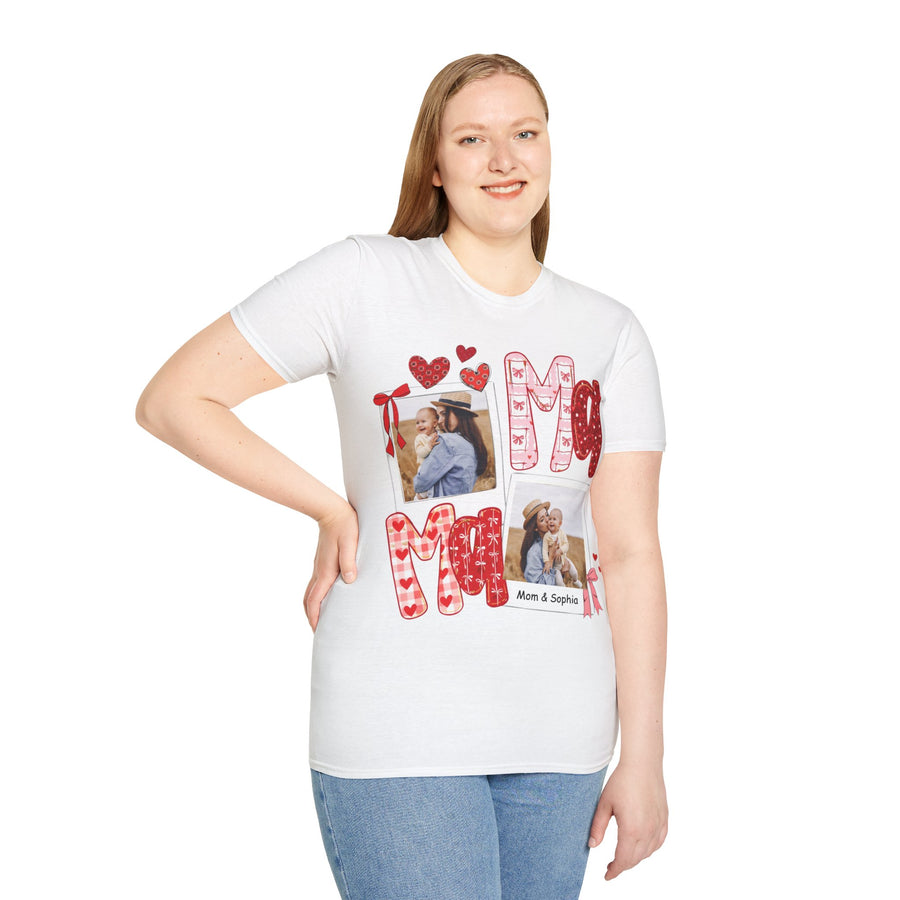 Mama Photo T-Shirt — Personalized Mom Hearts Tee for Mother's Day