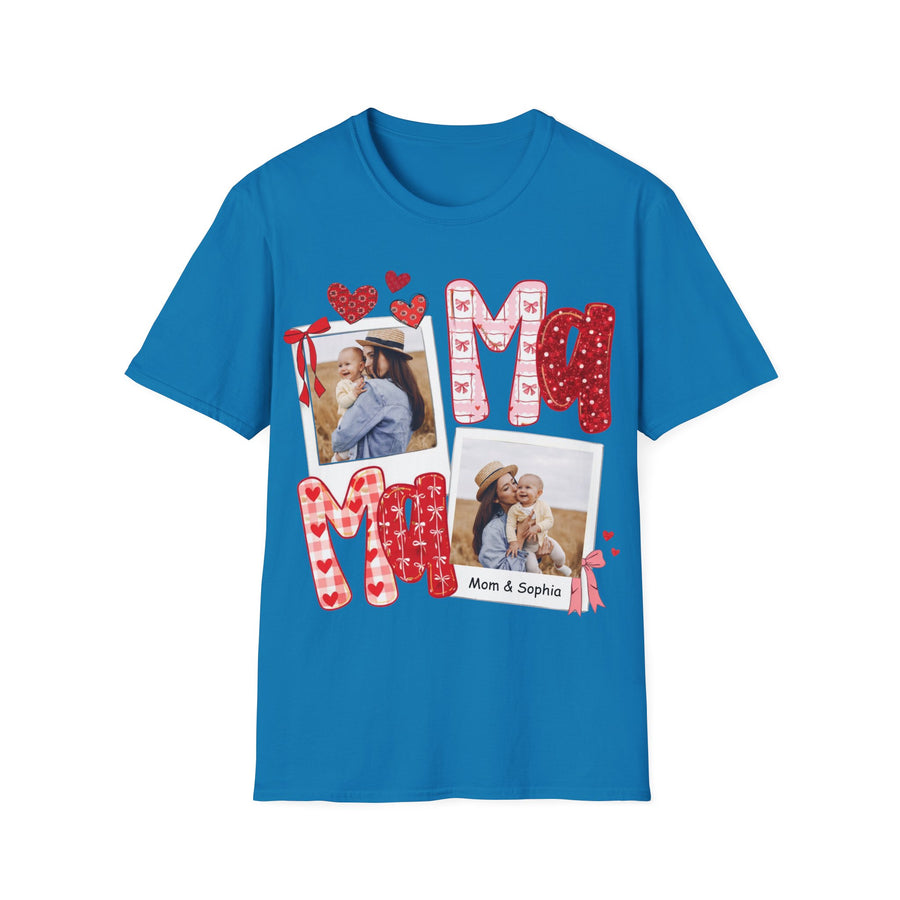 Mama Photo T-Shirt — Personalized Mom Hearts Tee for Mother's Day