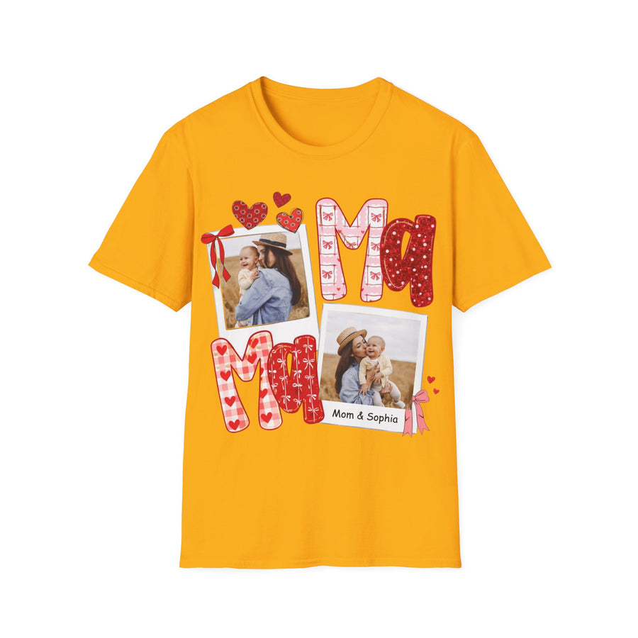 Mama Photo T-Shirt — Personalized Mom Hearts Tee for Mother's Day