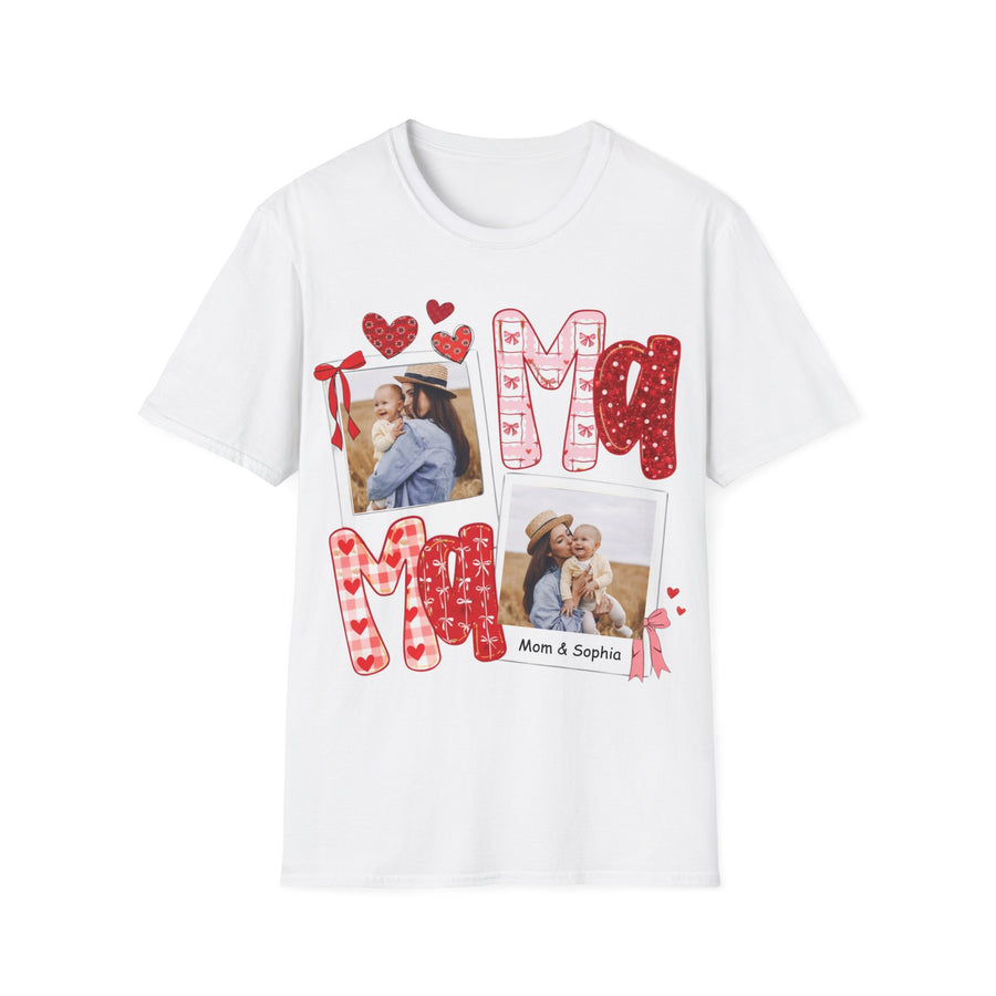 Mama Photo T-Shirt — Personalized Mom Hearts Tee for Mother's Day