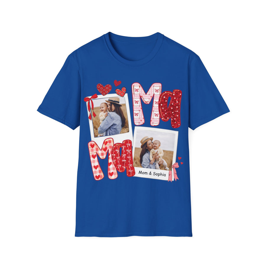 Mama Photo T-Shirt — Personalized Mom Hearts Tee for Mother's Day