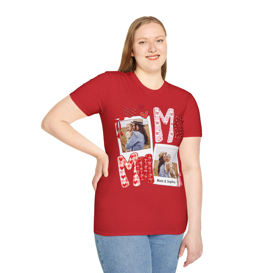 Mama Photo T-Shirt — Personalized Mom Hearts Tee for Mother's Day
