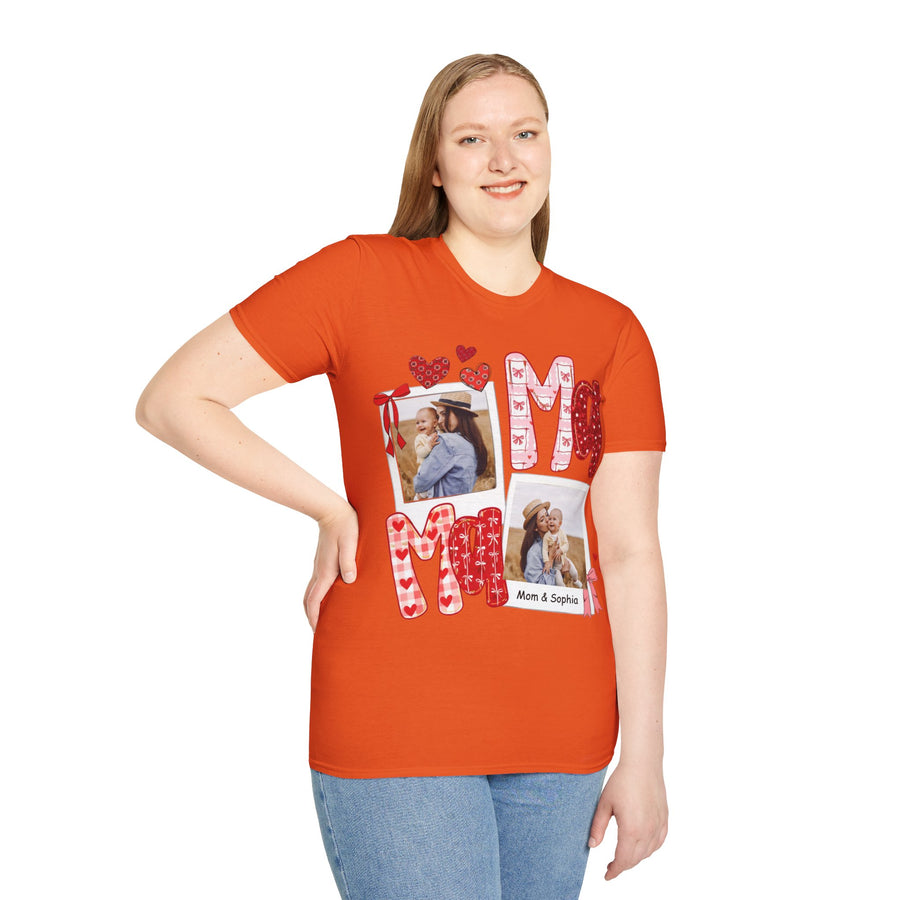 Mama Photo T-Shirt — Personalized Mom Hearts Tee for Mother's Day