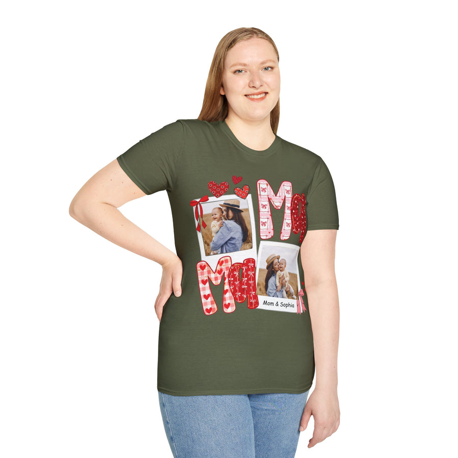 Mama Photo T-Shirt — Personalized Mom Hearts Tee for Mother's Day