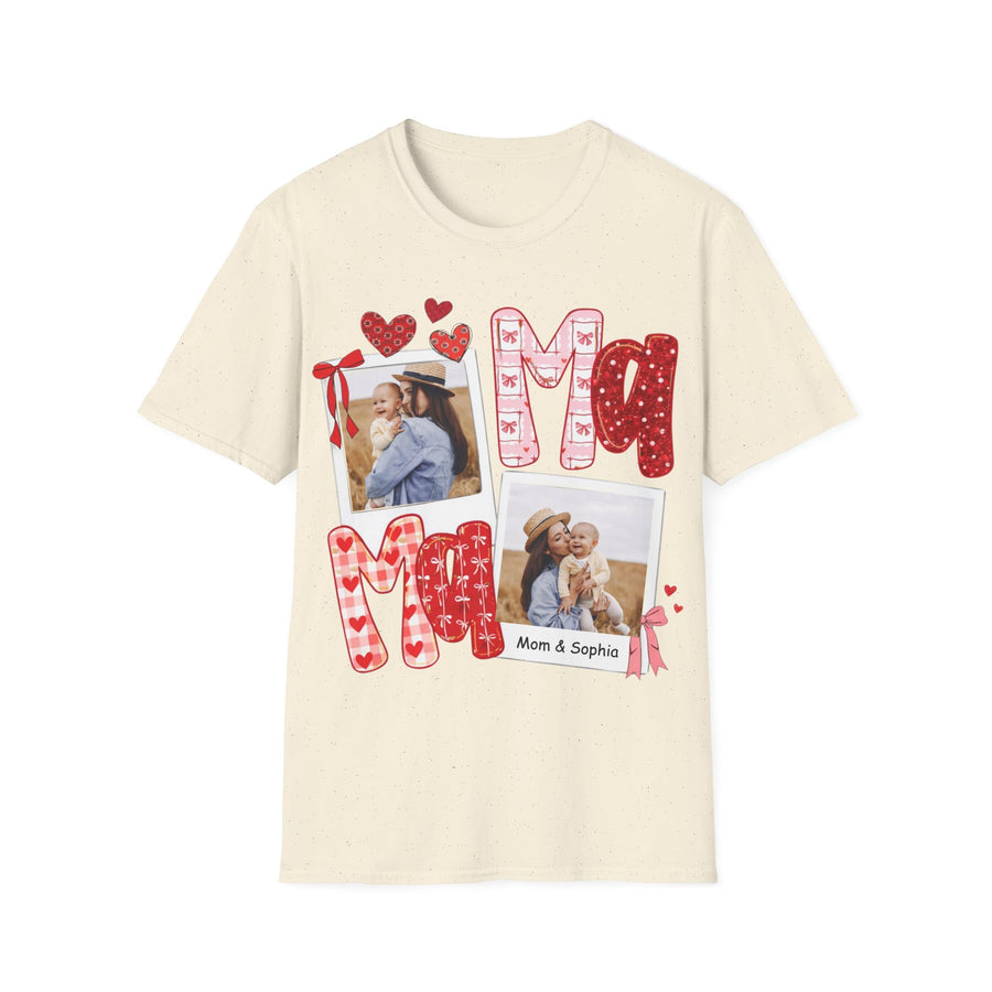 Mama Photo T-Shirt — Personalized Mom Hearts Tee for Mother's Day