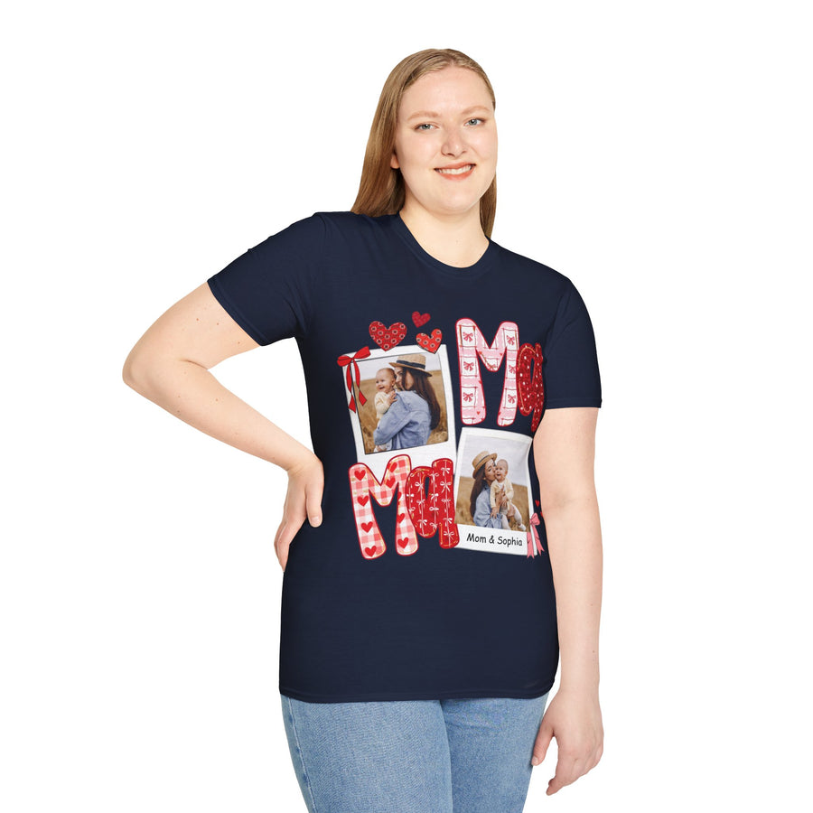 Mama Photo T-Shirt — Personalized Mom Hearts Tee for Mother's Day