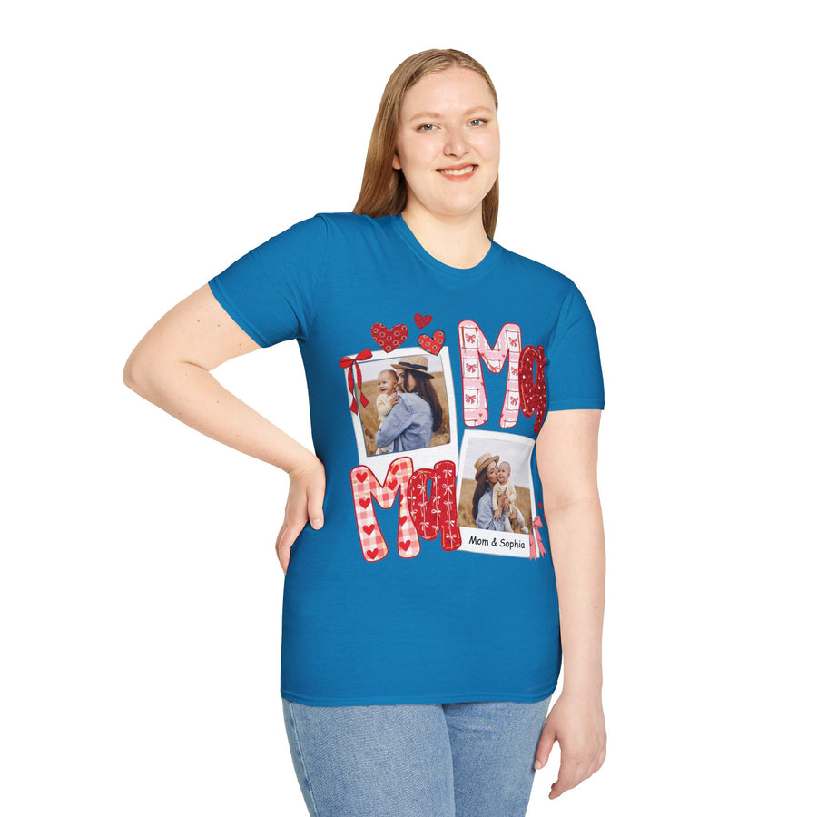 Mama Photo T-Shirt — Personalized Mom Hearts Tee for Mother's Day