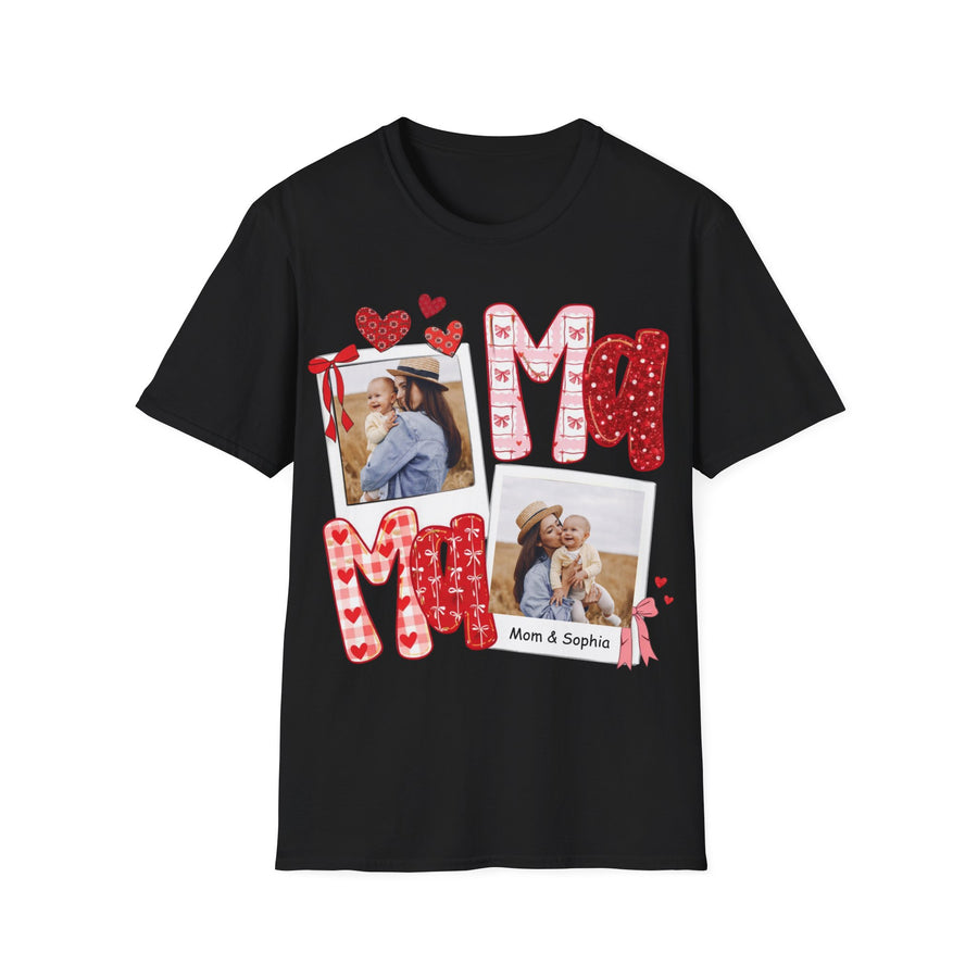 Mama Photo T-Shirt — Personalized Mom Hearts Tee for Mother's Day