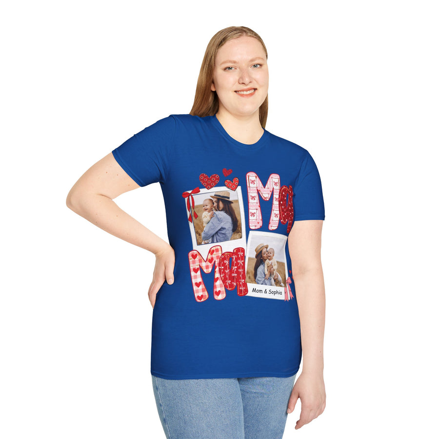 Mama Photo T-Shirt — Personalized Mom Hearts Tee for Mother's Day